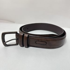 Columbia Mens Belt Sz XL Brown Full Grain Leather Outer Logo Adjustable Buckle